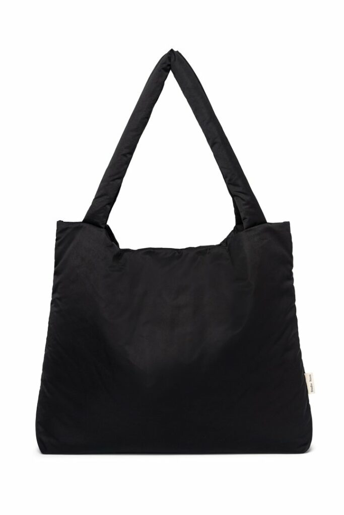 Zwarte puffy shopper tas tote